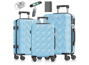 4255598351737 - KESSER® Reisekoffer Set 3-teilig Kofferset ABS Hartschalenkoffer mit Zahlenschloss Kofferwaage & Reisebrieftasche 360° Rollen Handgepäck & große Koffer für Business & Reise Trolley