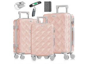 4255598351744 - KESSER® Reisekoffer Set 3-teilig Kofferset ABS Hartschalenkoffer mit Zahlenschloss Kofferwaage & Reisebrieftasche 360° Rollen Handgepäck & große Koffer für Business & Reise Trolley