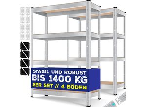 4255598352635 - 2er-Set Lagerregal bis 875 kg belastbar 4 oder 5 verstellbare Ablagen MDF-Platten Regal aus Metall Schwarz-875kg   2x 180x90x40cm 5-Böden - Masko