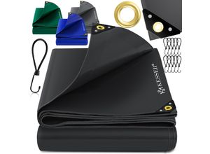 4255598354509 - KESSER® Premium Abdeckplane mit Ösen 650 g m² PVC wasserdicht & reißfest + 10 Haken - hochwertige Plane universell für LKW Pool Holz Gartenmöbel - Abdeckung Schutzplane Gewebeplane