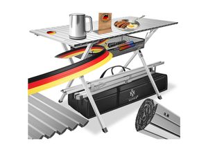 4255598355438 - KESSER® Campingtisch faltbar Klapptisch mit Aluminiumrahmen Aufrollbare Tischplatte Falttisch klappbar 145x70x70cm bis 100kg inkl Tragetasche mit Trageband & Netztasche