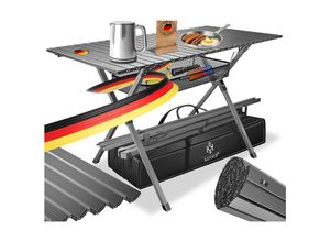 4255598355445 - KESSER® Campingtisch 145x70cm 100 kg Traglast Aluminium Wetterfest Ultraleicht & faltbar mit Transporttasche – ideal für Camping Garten & Outdoor-Abenteuer