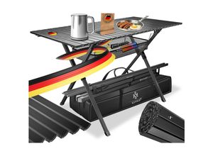 4255598355452 - KESSER® Campingtisch faltbar Klapptisch mit Aluminiumrahmen Aufrollbare Tischplatte Falttisch klappbar 145x70x70cm bis 100kg inkl Tragetasche mit Trageband & Netztasche