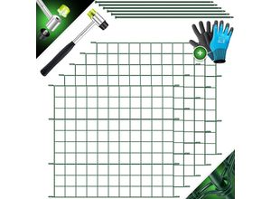 4255598357968 - KESSER® Teichzaun Gartenzaun Steckzaun Komplettset Metall Zaunelemente Inkl Hammer + Befestigungsstäben Zaun zum stecken für Garten Oberbogen Rund Gitterzaun Set Freigehege für Hunde