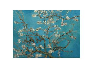 4255603547018 - Tadessi - Leinwandbild Kunst 50 x 70 cm - Wandbild Blau - Keilrahmen Natur Floral Wohnzimmerdeko Wanddeko Wandgemälde