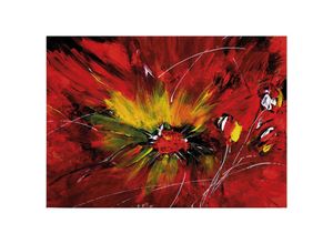 4255603547070 - Leinwandbild Kunst 50 x 70 cm - Wandbild Rot - Keilrahmen Abstrakt Wohnzimmerdeko Wanddeko Wandgemälde