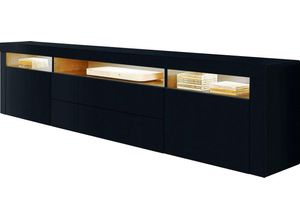 4255607602829 - Lowboard BORCHARDT MÖBEL Santa Fe Sideboards Gr B H T 166 cm x 49 cm x 35 cm 2 schwarz (schwarz matt mit perlstruktur) Lowboards Breite 166 cm