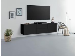 4255607603161 - Lowboard BORCHARDT MÖBEL Sophia Sideboards Gr B H T 139 cm x 35 cm x 35 cm 2 schwarz (schwarz matt) Lowboards Breite 139 cm mit 2 Schubkästen stehend und hängend