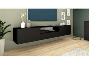 4255607603246 - Lowboard BORCHARDT MÖBEL Sophia Sideboards Gr B H T 200 cm x 35 cm x 35 cm 1 schwarz (schwarz matt) Lowboards Breite 200 cm mit 2 Klappen und 1 Schubkasten stehend hängend