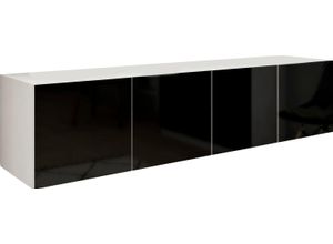 4255607603949 - Lowboard BORCHARDT MÖBEL Vaasa Sideboards Gr B H T 152 cm x 35 cm x 35 cm 4 schwarz (weiß matt hochglanz) Lowboards Breite 152 cm nur hängend