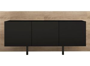 4255607605301 - Lowboard BORCHARDT MÖBEL Sara Sideboards Gr B H T 144 cm x 65 cm x 35 cm stehend schwarz (schwarz matt eichefarben sonoma) Lowboards Breite 144 cm