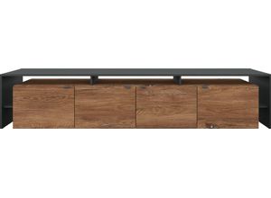 4255607606377 - TV-Schrank BORCHARDT MÖBEL Sophia Schränke Gr B H T 220 cm x 47 cm x 35 cm schwarz (vintage eiche matt) TV-Sideboards Breite 220 cm mit Überbau