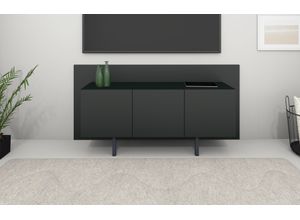 4255607607466 - Lowboard BORCHARDT MÖBEL Sara Sideboards Gr B H T 144 cm x 65 cm x 35 cm stehend schwarz (schwarz matt) Lowboards Breite 144 cm