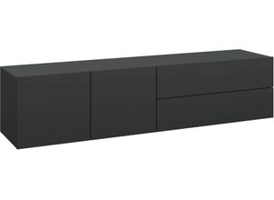 4255607607923 - Lowboard BORCHARDT MÖBEL Sophia Sideboards Gr B H T 152 cm x 35 cm x 35 cm 2 schwarz (schwarz matt) Lowboards Breite 152 cm hängend und stehend montierbar