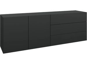 4255607607985 - Sideboard BORCHARDT MÖBEL Sophia Sideboards Gr B H T 152 cm x 53 cm x 35 cm 3 schwarz (schwarz matt) Sideboards Breite 152 cm stehend und hängend montierbar