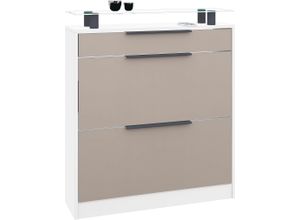 4255607608135 - Schuhschrank BORCHARDT MÖBEL Tom Schränke Gr B H T 89 cm x 104 cm x 24 cm weiß (weiß matt cappuccino) Schuhschränke 4255607608135 - Schuhschrank BORCHARDT MÖBEL Tom Schränke Gr B H T 89 cm x 104 cm x 24 cm weiß (weiß matt cappuccino) Schuhschränke