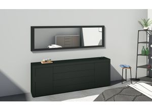 4255607608654 - Spiegel BORCHARDT MÖBEL Panama schwarz (schwarz matt) B60cm H200cm T2cm Glas Spiegel Rahmen