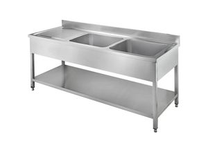 4255614800447 - GastroHero Spültisch Basic 16x6 mit 2 Becken rechts Gastronomiebedarf