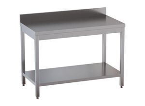 4255614818275 - GastroHero Edelstahl Arbeitstisch Eco 15x7 mit Grundboden und Aufkantung Gastronomiebedarf
