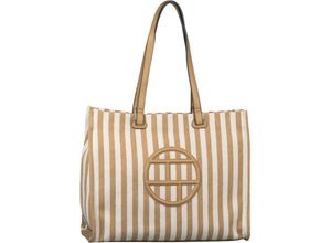 4255619914361 - TOM TAILOR Shopper Baumwolle Blockstreifen für Damen beige