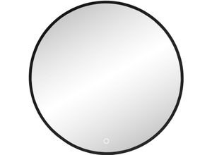 4255621790816 - Spiegelpaneel WELLTIME SALVADA Spiegel mit dimmbarer Beleuchtung Touchschalter schwarz B80cm H80cm T3cm Ø80cm Spiegel