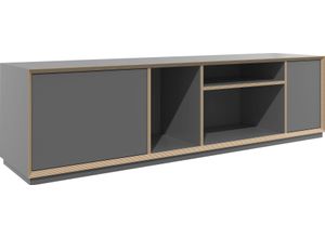 4255623602391 - Lowboard MÜLLER SMALL LIVING VERTIKO WIDE Sideboards Gr B H T 148 cm x 37 cm x 35 cm schwarz-weiß (anthrazit birke) Sideboard Lowboards passend zur Serie »VERTIKO«