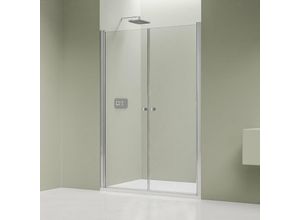 4255624404888 - Nischendusche mit Doppelpendeltüren NT218 - Nano Echtglas - Profilfarbe & Breite wählbar Chrom 880mm