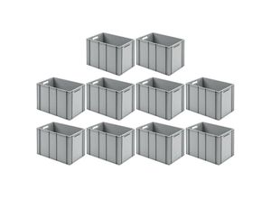 4255630511860 - SparSet 10x Eurobehälter mit offenem Griff HxBxT 42x40x60cm 70 Liter Grau Eurobox Transportbox Transportbehälter Stapelbehälter - Grau