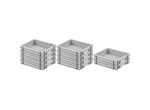 4255630512133 - SET SUPER ÉCONOMIQUE 10x Bac Euro avec poignée fermée HxLxP 75x30x40cm 9 litres Gris Eurobox boîte industrielle boîtes de rangement empilables