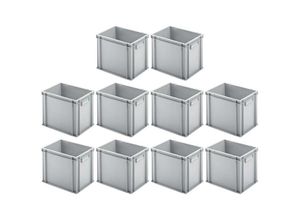 4255630512348 - SparSet 10x Eurobehälter mit geschlossenem Griff HxBxT 32x30x40cm 29 Liter Grau Eurobox Transportbox Transportbehälter Stapelbehälter - Grau