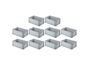 4255630512386 - SparSet 10x Eurobehälter mit geschlossenem Griff HxBxT 22x40x60cm 38 Liter Grau Eurobox Transportbox Transportbehälter Stapelbehälter - Grau