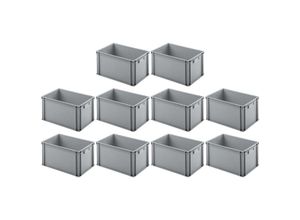 4255630512393 - SparSet 10x Eurobehälter mit geschlossenem Griff HxBxT 32x40x60cm 56 Liter Grau Eurobox Transportbox Transportbehälter Stapelbehälter - Grau