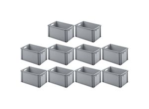 4255630513833 - SparSet 10x Eurobehälter mit offenem Griff HxBxT 32x40x60cm 56 Liter Grau Eurobox Transportbox Transportbehälter Stapelbehälter - Grau