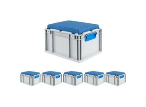 4255630514182 - Proregal-aufbewahrung Für Profis - SparSet 6x Eurobox NextGen Seat Box Blau HxBxT 265x30x40cm 20 Liter Griffe geschlossen Eurobehälter Sitzbox