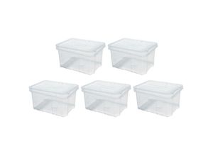 4255630532865 - SuperSparSet 5x Mehrzweck Aufbewahrungsbox mit Deckel Transparent HxBxT 16x30x20cm 9 Liter Lagerkiste Transportbox Stapelbox Kunststoffkiste