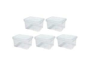 4255630532872 - SuperSparSet 5x Mehrzweck Aufbewahrungsbox mit Deckel Transparent HxBxT 20x40x30cm 22 Liter Lagerkiste Transportbox Stapelbox Kunststoffkiste