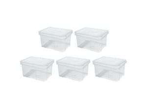 4255630532889 - SuperSparSet 5x Mehrzweck Aufbewahrungsbox mit Deckel Transparent HxBxT 26x60x40cm 55 Liter Lagerkiste Transportbox Stapelbox Kunststoffkiste