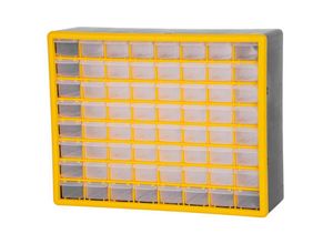 4255630533213 - Cosimo Kleinteilemagazin mit 64 Schubfächer grau gelb HxBxT 39x50x16cm Kleinteileregal Sortimentsboxen Sortimentskastenregal Regalsystem - Grau