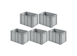 4255630539345 - Proregal-aufbewahrung Für Profis - SparSet 5x Eurobehälter mit offenem Griff HxBxT 42x40x60cm 70 Liter Grau Eurobox Transportbox Transportbehälter