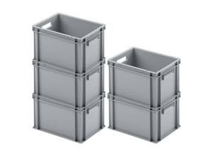 4255630539499 - Proregal-aufbewahrung Für Profis - set super économique 5x Bac Euro avec poignée ouverte HxLxP 235x30x40cm 22 litres Gris Eurobox boîte