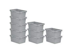 4255630555833 - SparSet 10x Conical Mehrweg-Stapelbehälter Grau HxBxT 273x40x60cm 47 Liter Lagerbox Eurobox Transportbox Transportbehälter Stapelbehälter - Grau