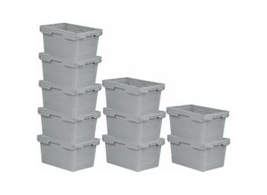 4255630555857 - SparSet 10x Conical Mehrweg-Stapelbehälter Grau HxBxT 323x40x60cm 58 Liter Lagerbox Eurobox Transportbox Transportbehälter Stapelbehälter - Grau