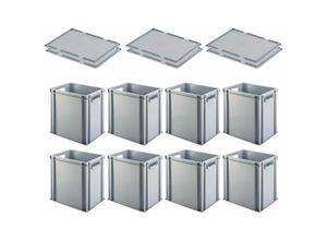 4255630596744 - Proregal-aufbewahrung Für Profis - set super économique 4x Bac Euro avec poignée ouverte & couvercle dappui HxLxP 40x30x40cm 37 litres Gris Eurobox