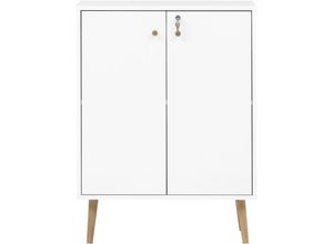 4255630596935 - Möbelpartner - Aktenschrank Grizzly HxBxT 86x40x40cm 2 Fächern & 2 abschließbare Flügeltüren Weiß - Weiß