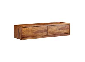 4255632516757 - Massivholz Wand-Lowboard Hochwertiges TV-Board aus Sheeshamholz Modernes Design 2 Schubladen