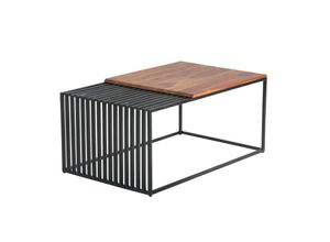 4255632517716 - Massivholz Couchtisch im Industrial-Stil Metallgestell Lackversiegelung 90x55x40 cm