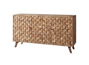 4255632531712 - Sideboard ALME Massivholz Akazie 140x785x40 cm Landhaus-Stil 3 Schubladen & 2 Türen