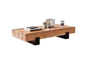 4255632531729 - Couchtisch Industrie-Stil Akazienholz & Schwarz Metall 130x25x59 cm