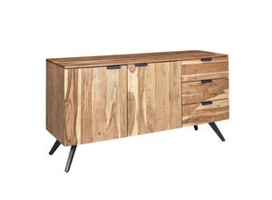 4255632531774 - Akazienholz Sideboard 145x75x45 cm Stauraumoptionen Metallbeine