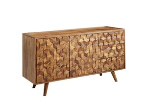 4255632531941 - Massivholz-Sideboard in Sheesham Praktisches Design mit Türen & Schubladen 138x76x45 cm